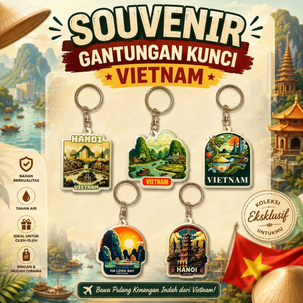 Gantungan kunci vietnam akrilik souvenir vietnam oleh oleh vietnam