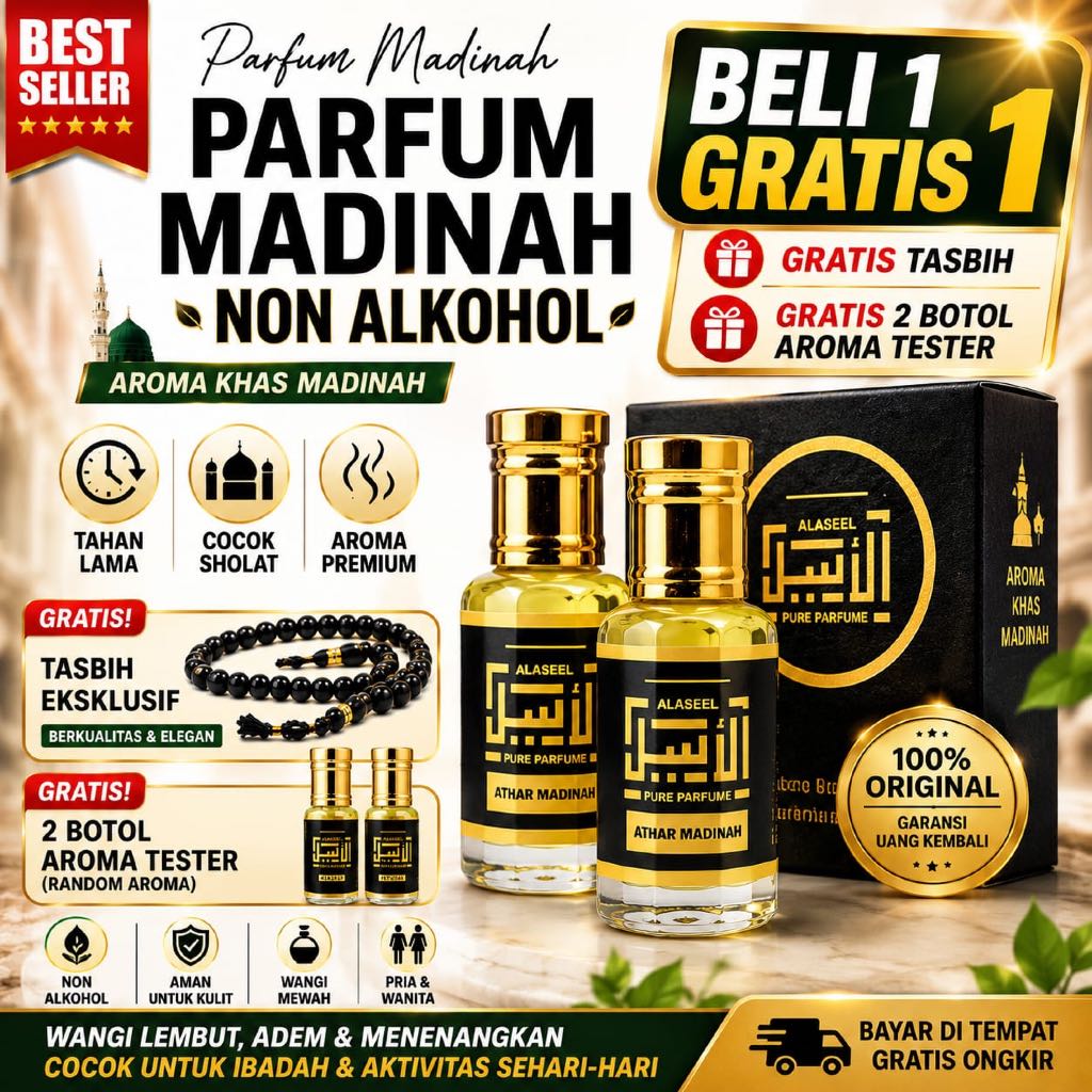 Alaseel Parfum Madinah Non Alkohol Original Tahan Lama Aroma Timur Tengah Premium Adem Menenangkan M