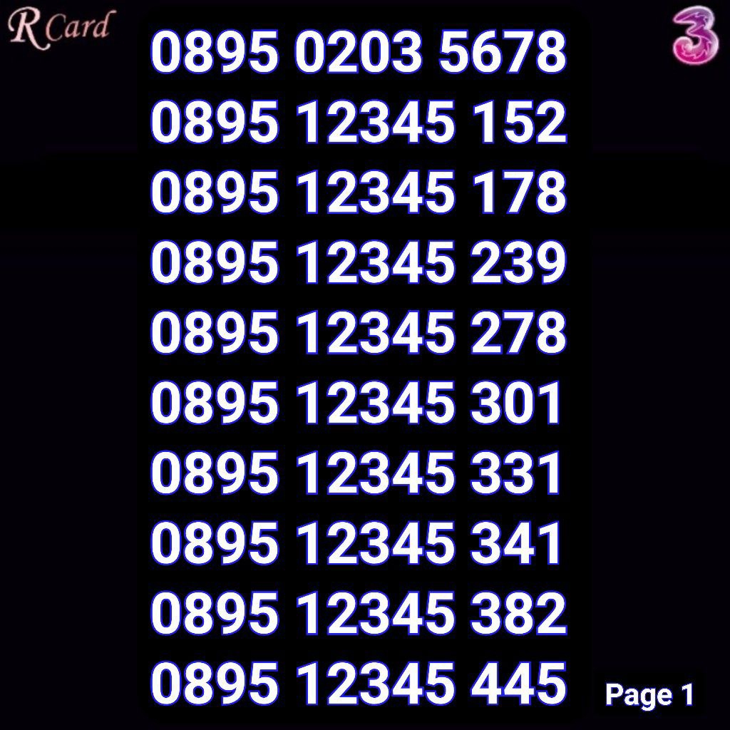 Perdana Nomor Cantik Three Tri Urut Naik 7891011 Rapi 6 7 8 9 10 11 5678910 678910 5678 6789 8910 78