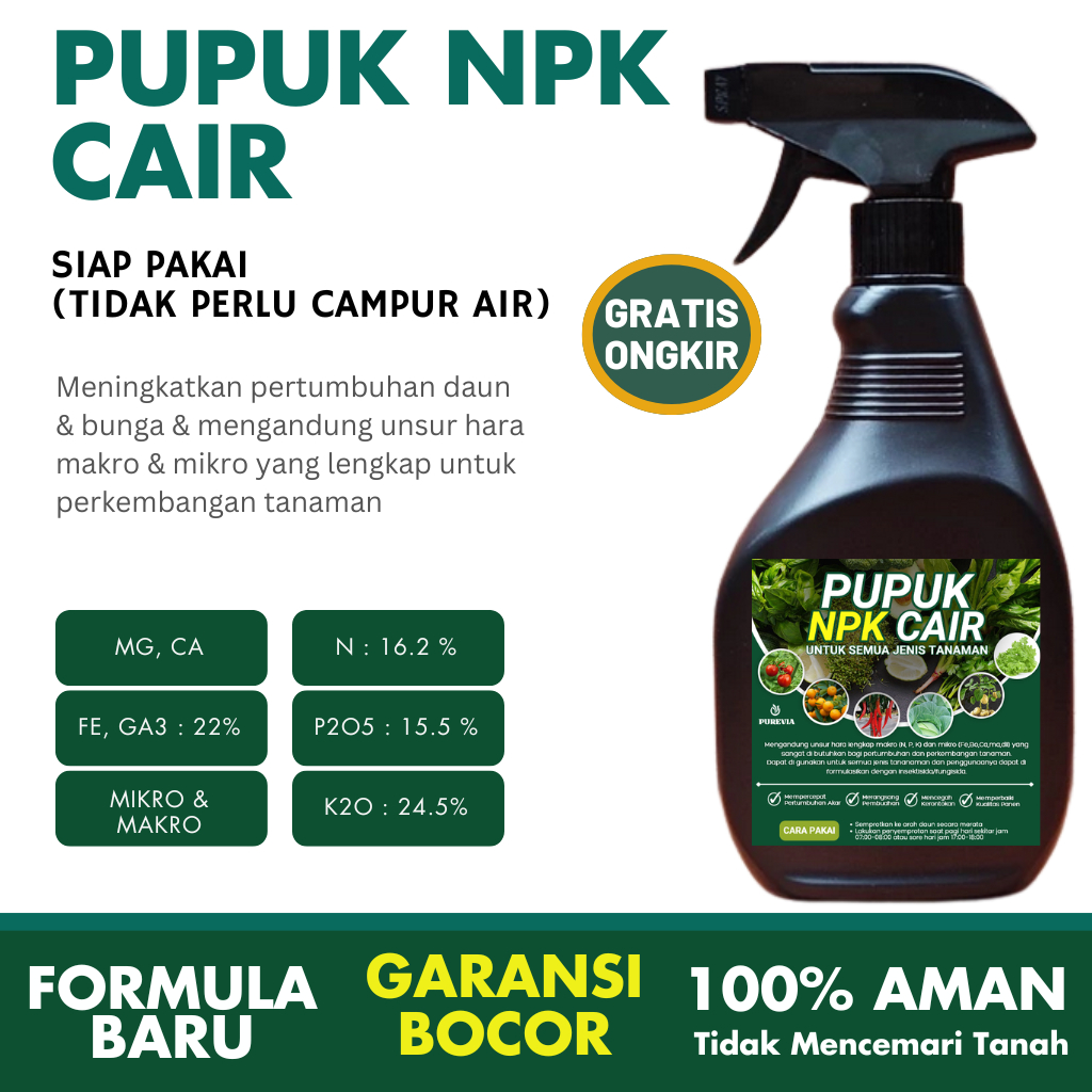 Pupuk NPK Cair Premium - Nutrisi Lengkap Perangsang Akar, Tunas, & Anti Stres Tanaman
