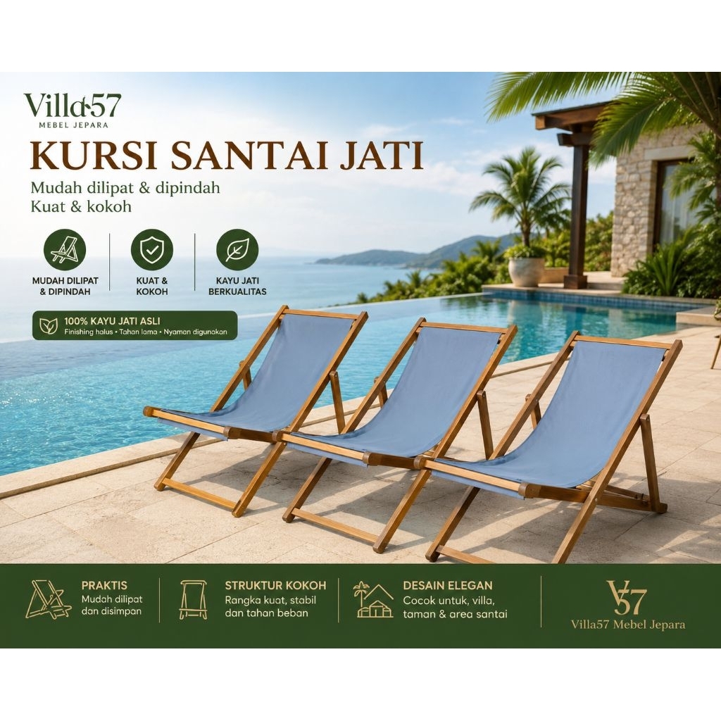 kursi pantai, kursi kolam, kursi taman, kursi malas, kursi portable, kursi lipat portable, kursi mal