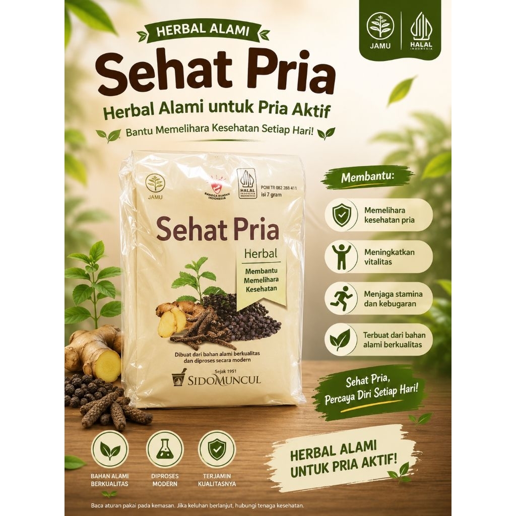 SIDOMUNCUL JAMU SEHAT PRIA(1 pack isi 10 sahset)/KESEHATAN PRIA/JAMU HERBAL/SEHAT PRIA