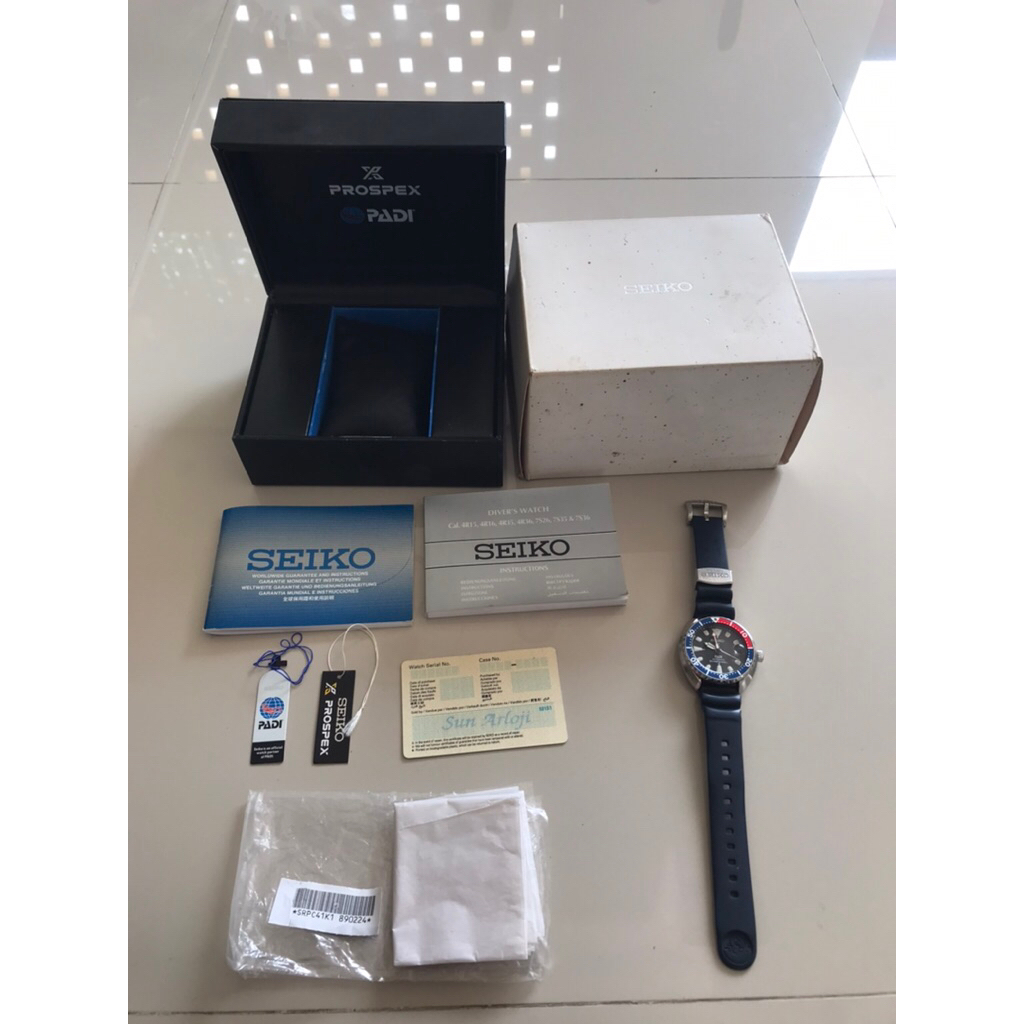 Jam Tangan Pria Seiko Prospex PADI Mini Turtle SRPC41K1 Men Black Dial SRPC41 Automatic Original (Be