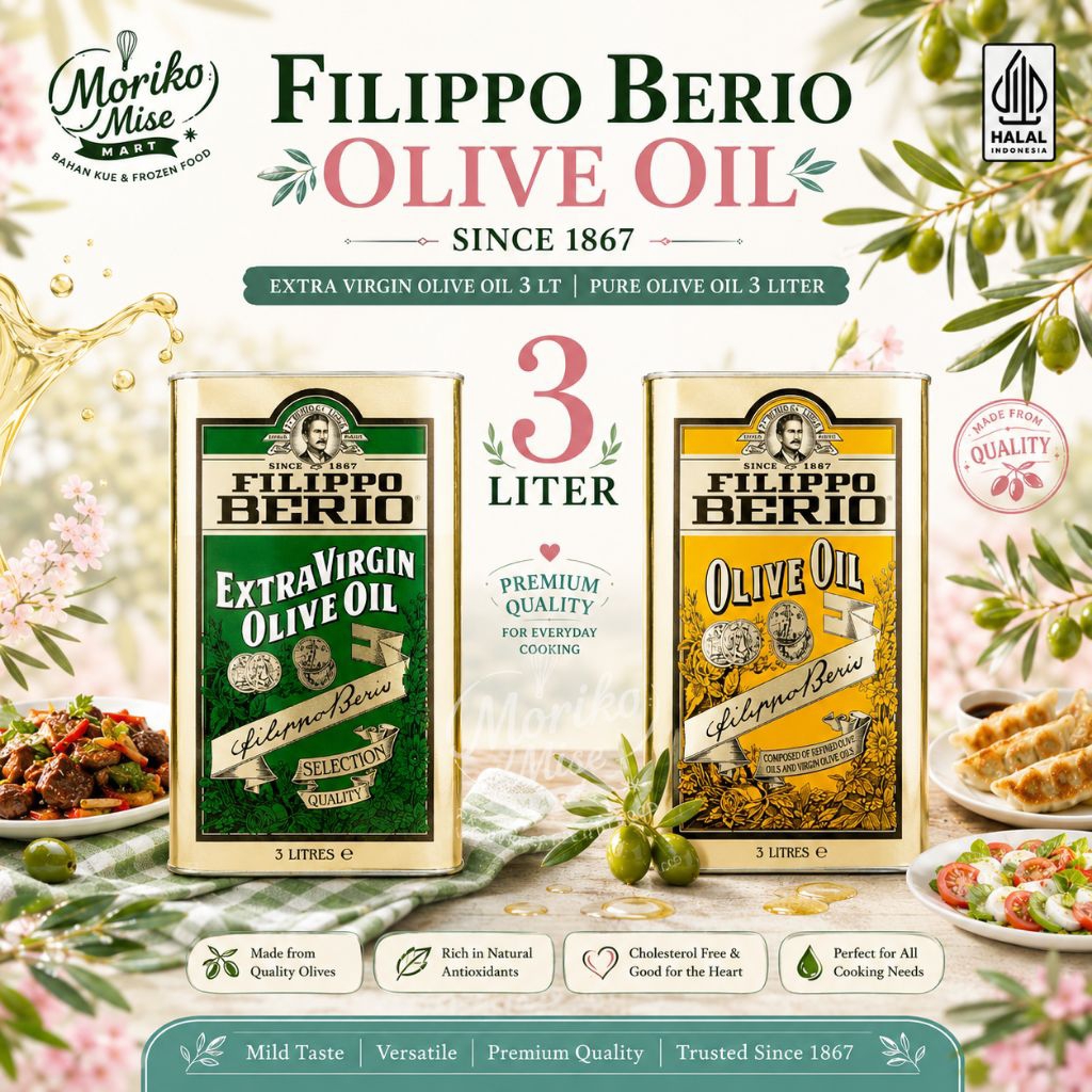 3 liter [ FILIPPO BERIO - Olive Oil ] Extra Virgin Salad Oil 3 lt / Pure Olive Oil for Deep Frying M