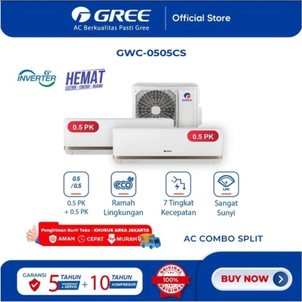 AC COMBO SPLIT GREE INVERTER 2IN1 0,5PK&0,5PK GWC-0505CS(S)