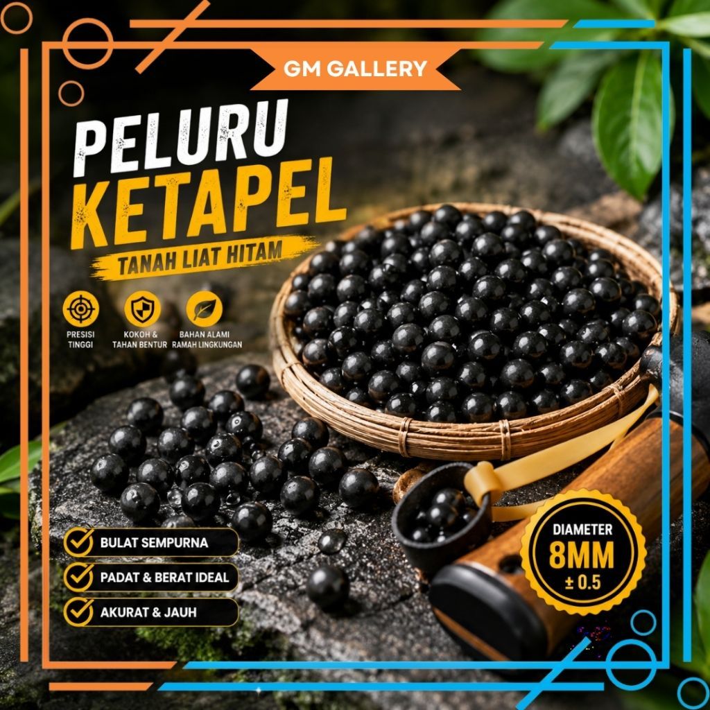 [GMGallery] Peluru Ketapel Slingshot Ammo Hard Mud 100pcs 8mm - Peluru Ketapel Tanah Liat Kuat Awet
