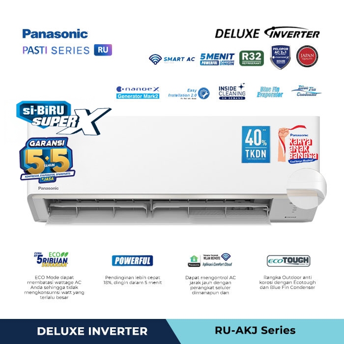 AC PANASONIC 1PK RU9AKJ AC Deluxe Inverter Nanoe X RU Series [1 PK]