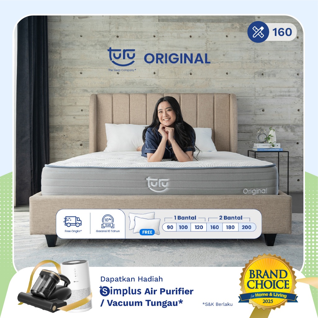 Turu - Kasur Pocket Spring Bed TURU ORIGINAL ukuran 160x200 (Queen Size) Free Bantal