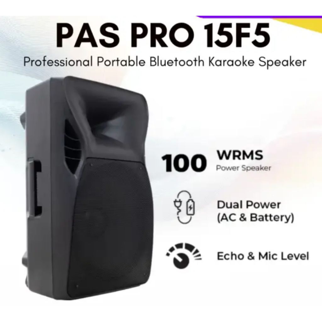 Polytron pas pro15f5 professional speaker portable bluetooth karaoke 15 inci pro 15f5 15 inch 2 mic 