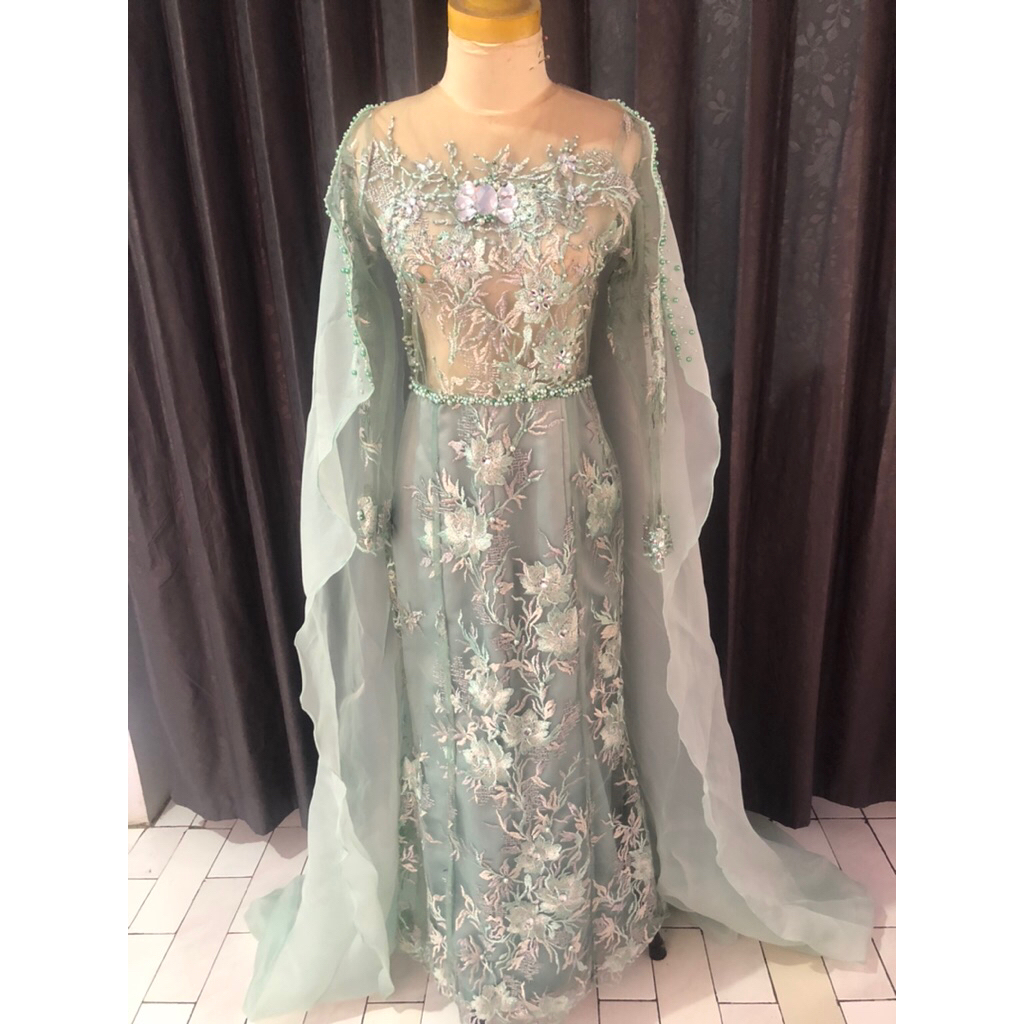 Gaun Pengantin Hijau mint Preloved