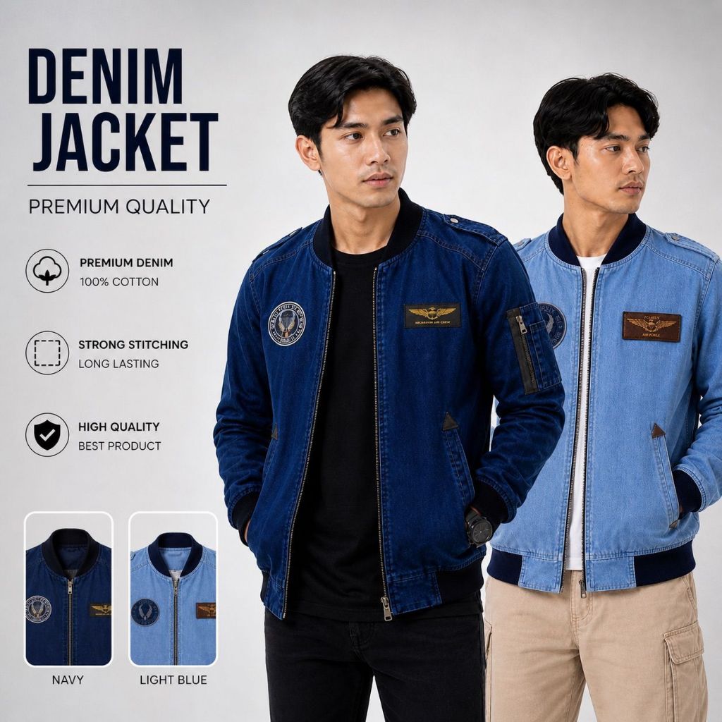 Jaket denim bomber garuda edisi terbaru Jaket jeans casual vintage new By Style Company