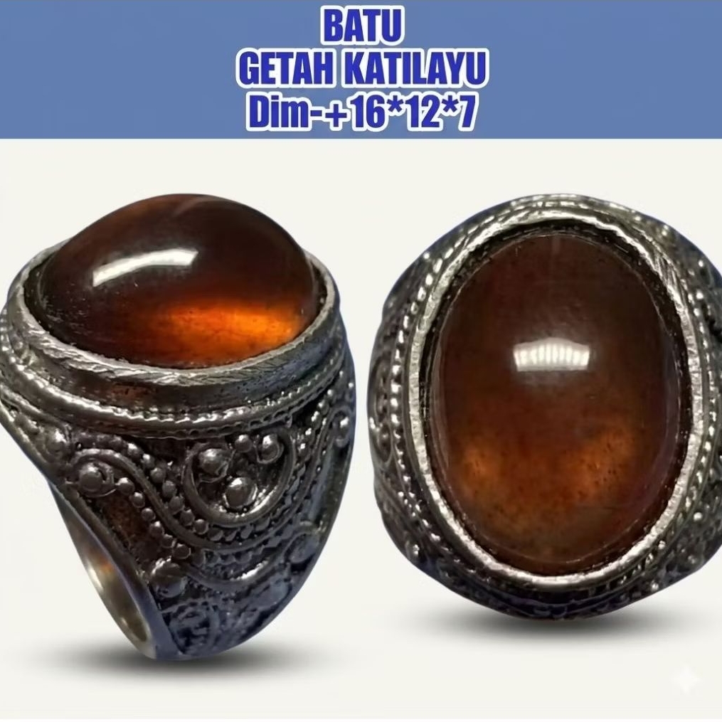 Natural Cincin Batu Getah Katilayu Ring Alpaka Super