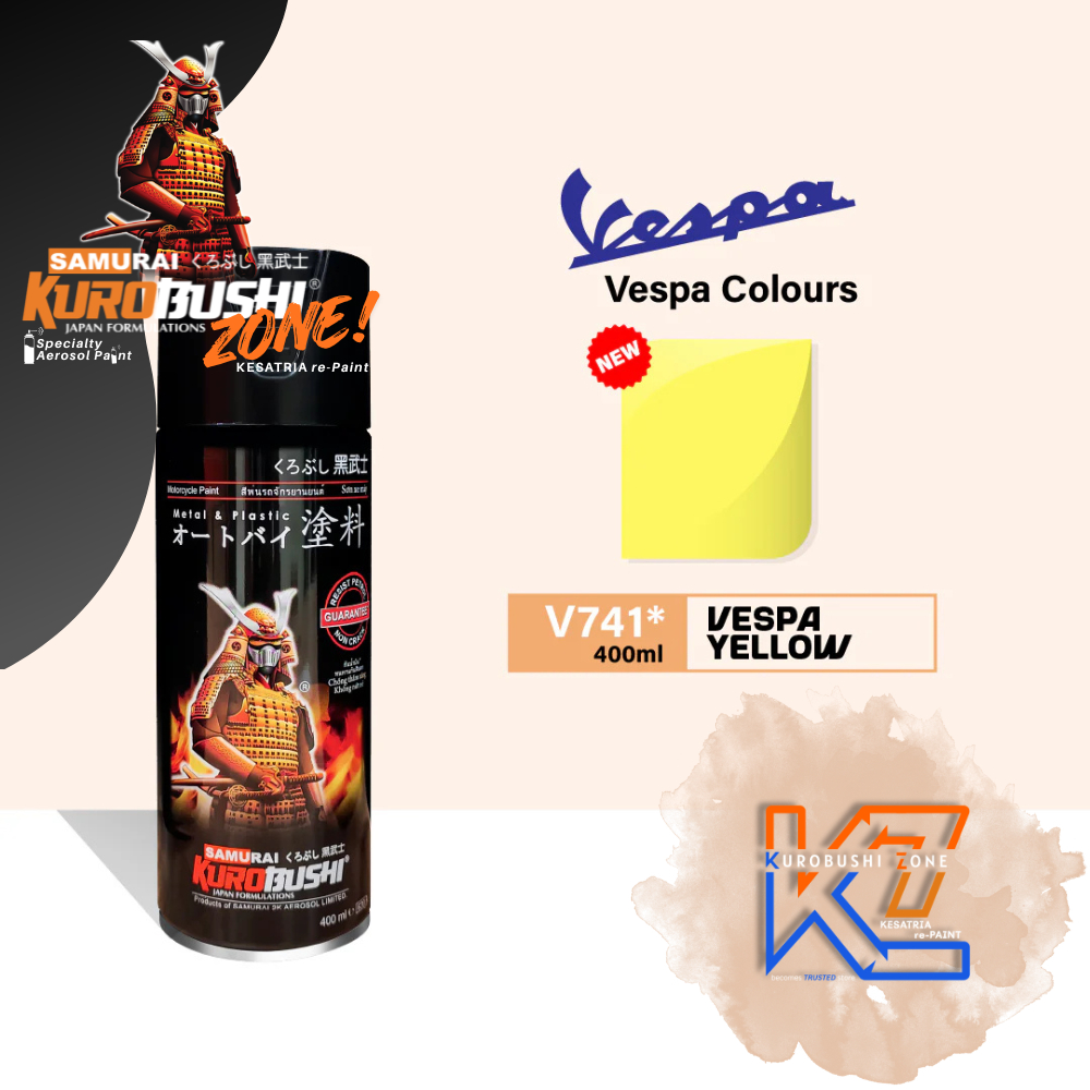 CAT SEMPROT AEROSOL SAMURAI KUROBUSHI WARNA YELLOW / KUNING VESPA V741* | 400ml