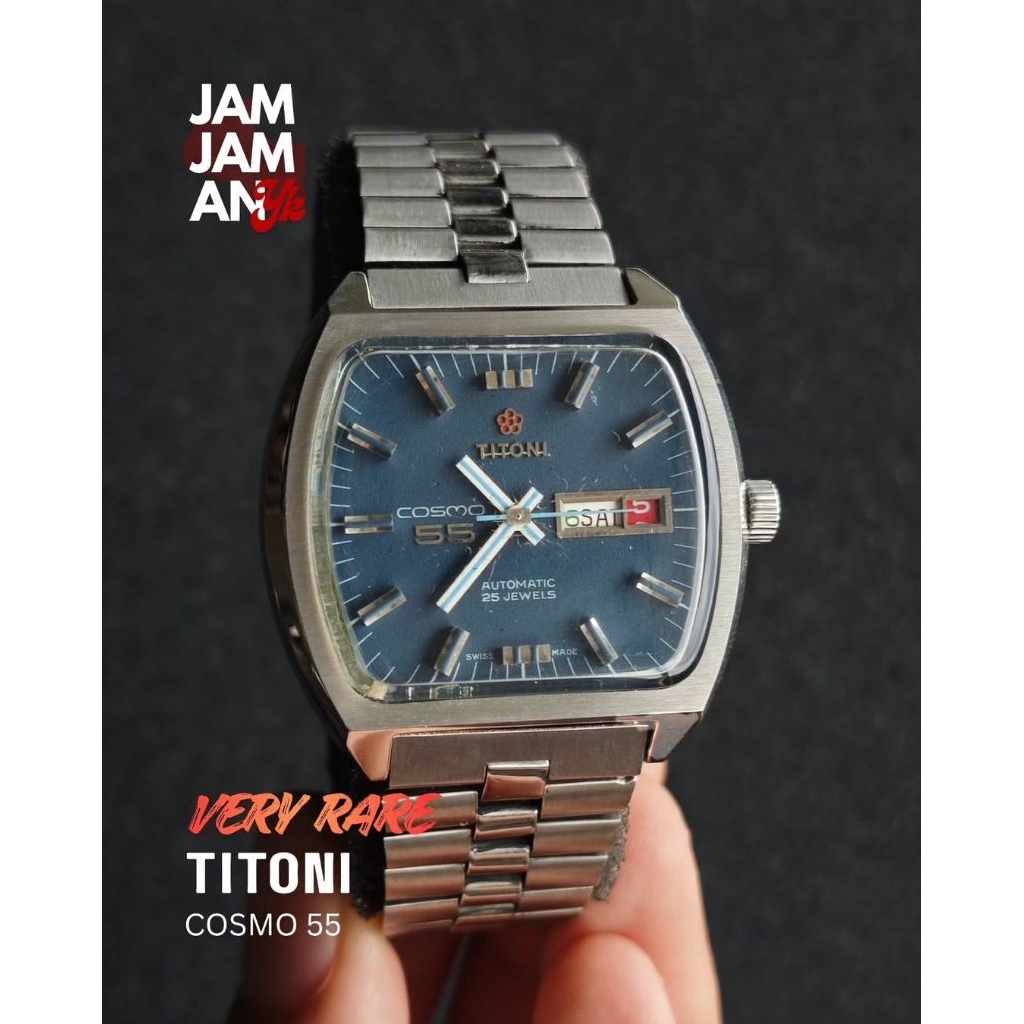 Jam Tangan Pria Automatic Titoni Cosmo with Blue Fumé Dial Swiss Made