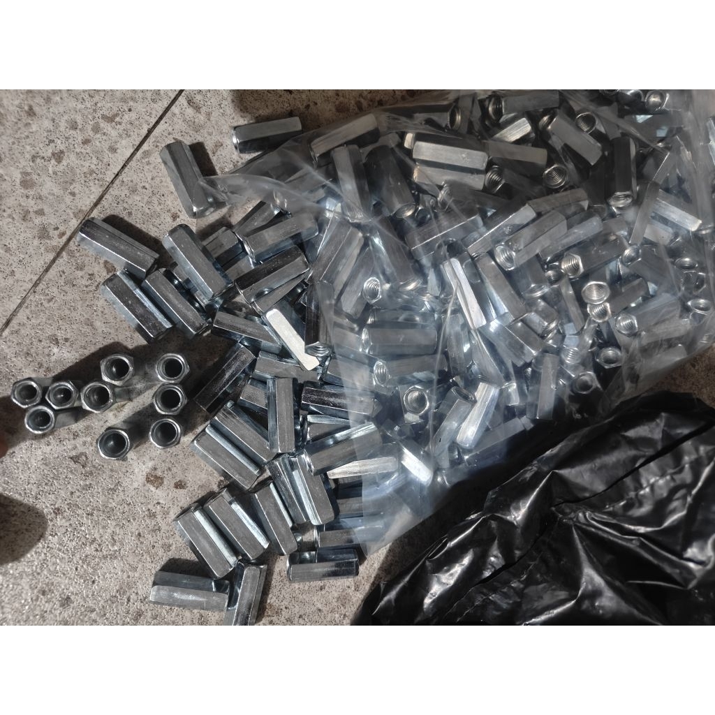 long nut m10 x 50 kunci 14 galvanis mur panjang m10 x 50 mm pakai kunci 14 drat pitch 1.5 longnut m1