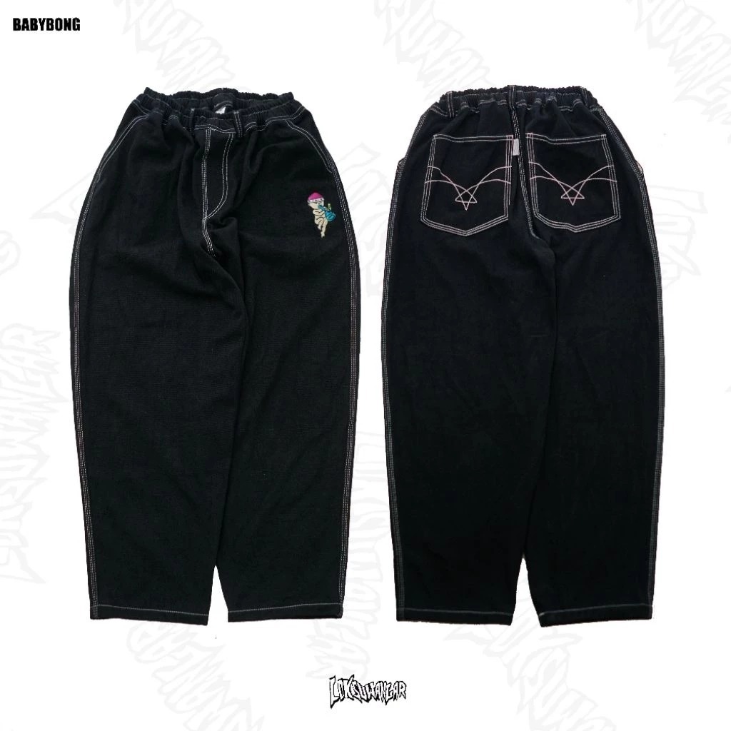 CELANA KEKINIAN Baggy Pants Babybong -Black BISA BAYAR DI TEMPAT COD
