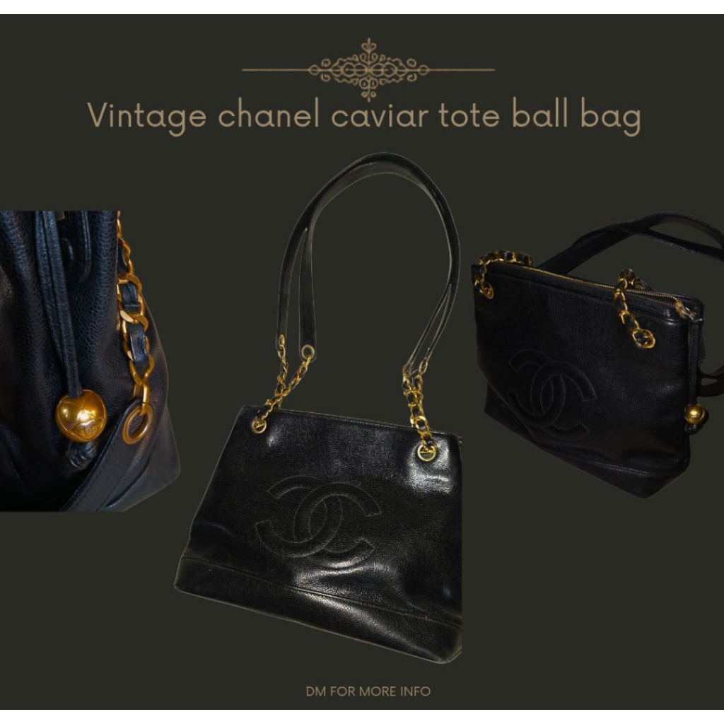 vintage chanel caviar ball tote bag