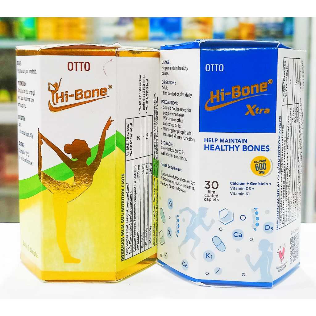 OTTO HI-BONE / HI-BONE XTRA 600MG (1 BOTOL ISI @30 KAPLET) - SUPLEMEN KALSIUM DAN KEPADATAN TULANG
