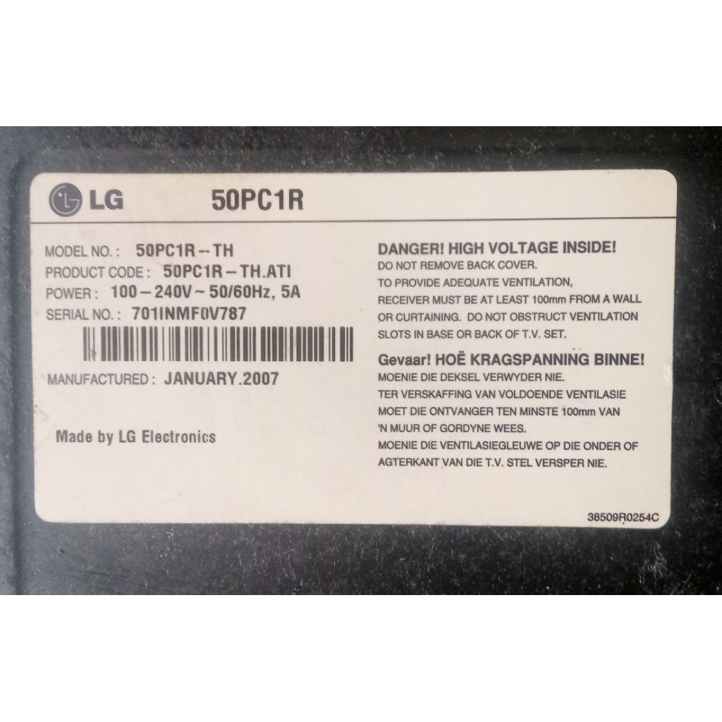 Z-Sus TV LG Plasma seri 50PC1R-TH