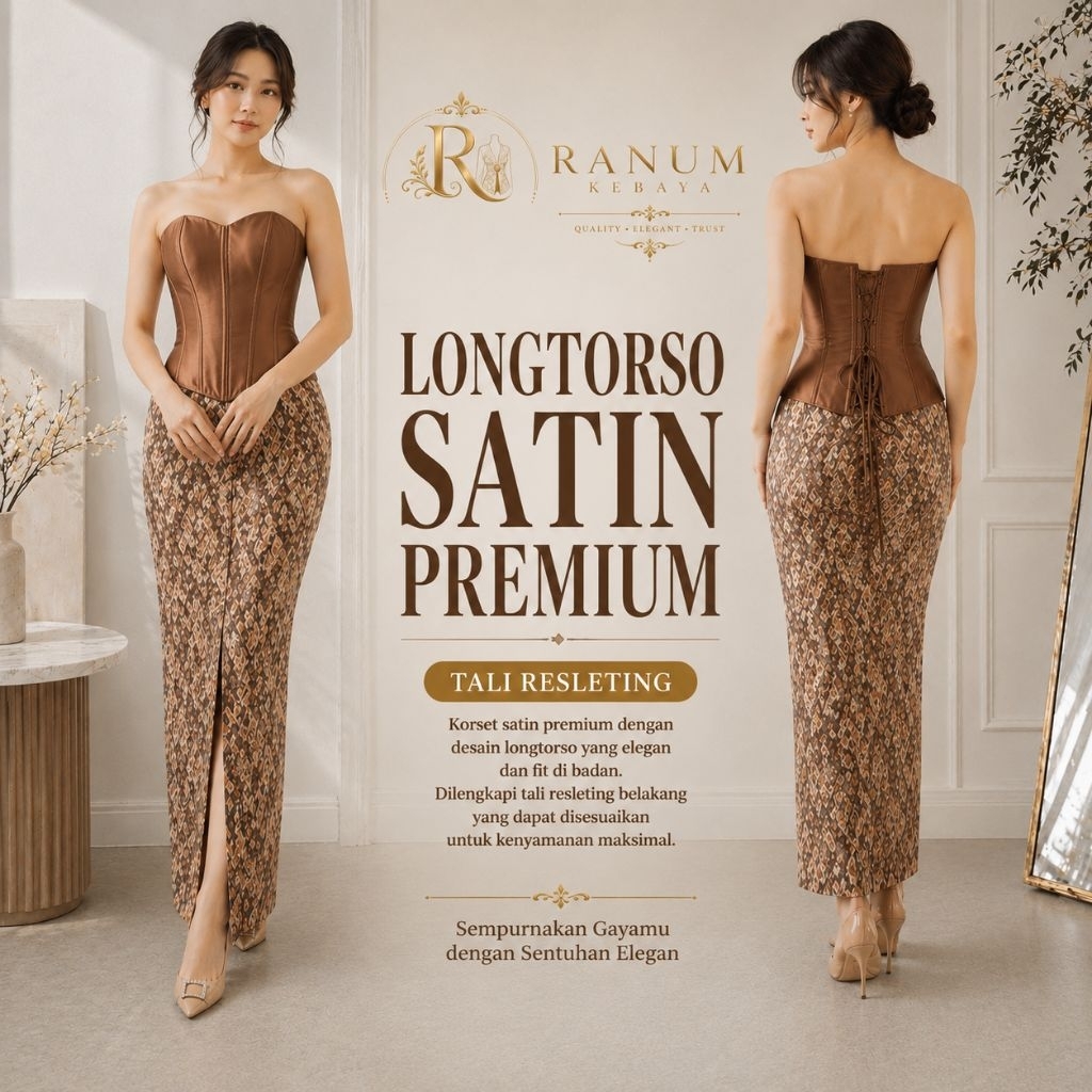 Longtorso Kebaya Size Jumbo | Longtorso Premium | Kemben Satin | Dalaman Kebaya | Longtorso Kebaya B