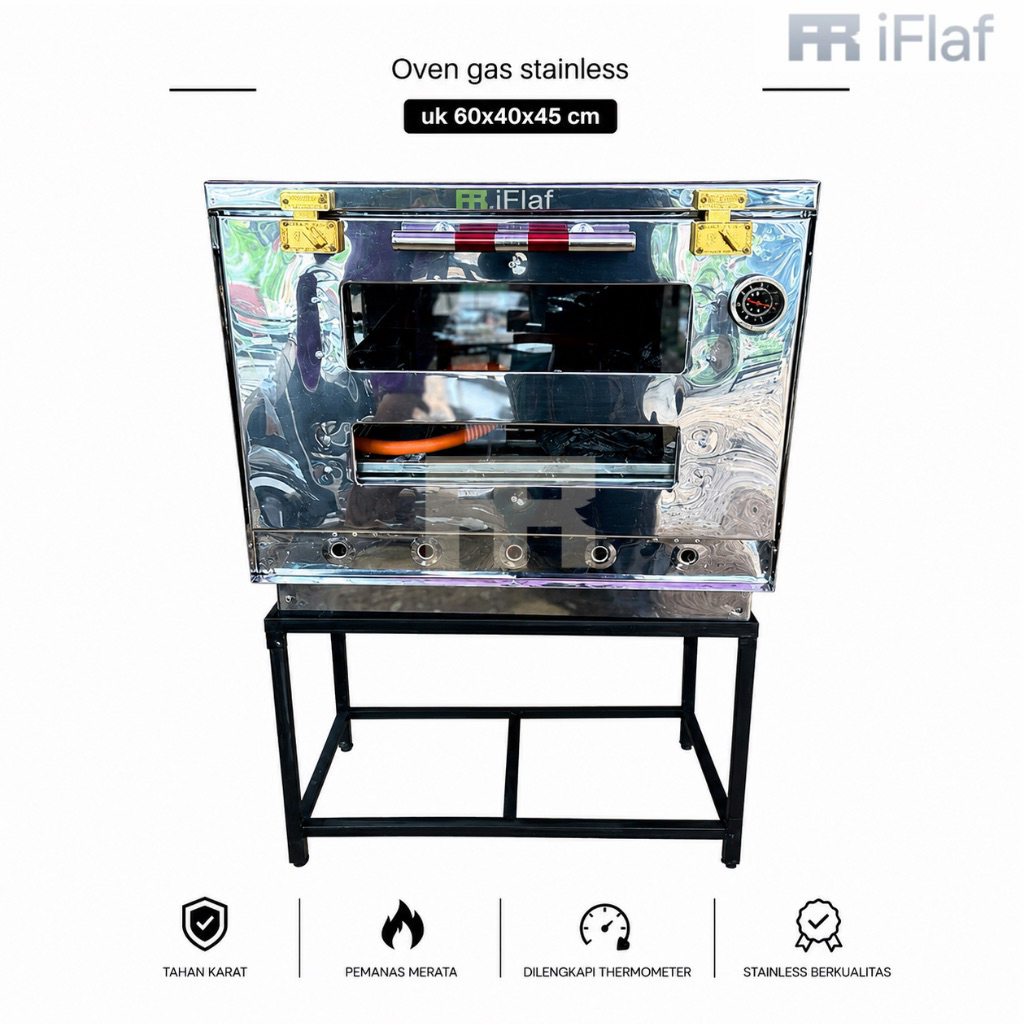 Oven Gas Api Atas Bawah Stainless 60x40x45 cm - open gas - oven gas kecil iFlaf