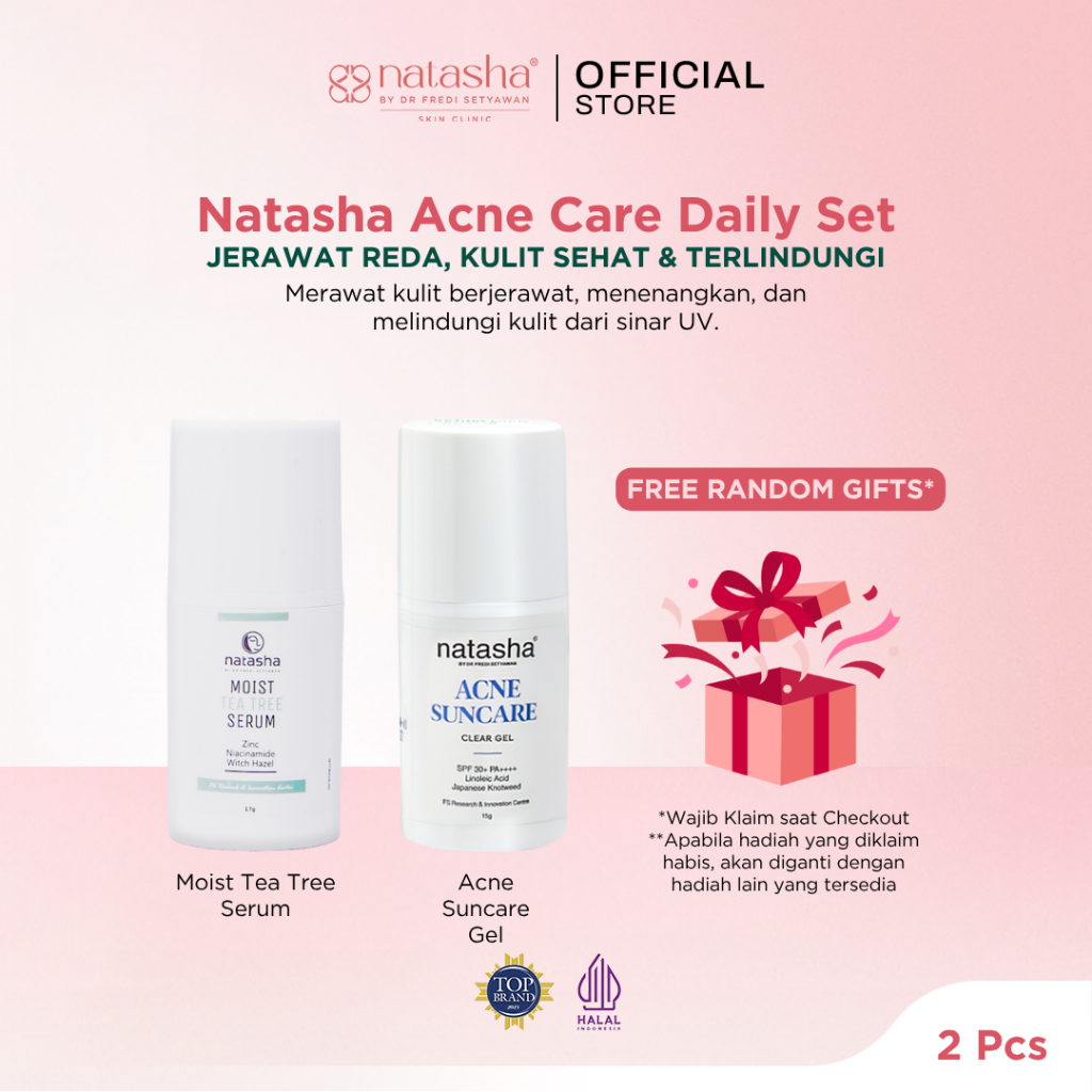 BUY 2 GET 4 Natasha by Dr Fredi Setyawan Acne Care Daily Set - Tea Tree Serum + Acne Suncare