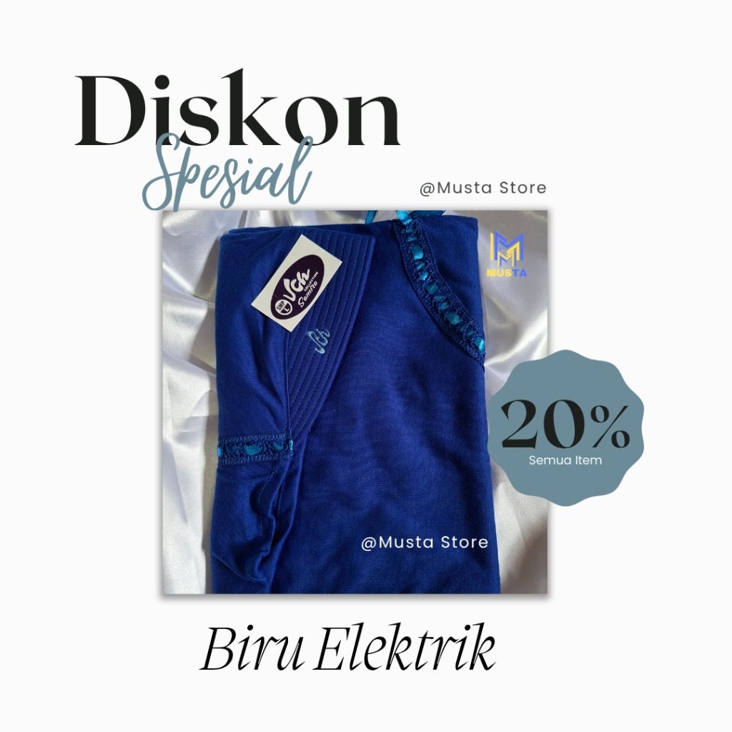 Hijab Sekolah / Kerudung Sekolah Warna Biru Elektrik - Serut Pita Samping TK SD SMP SMA