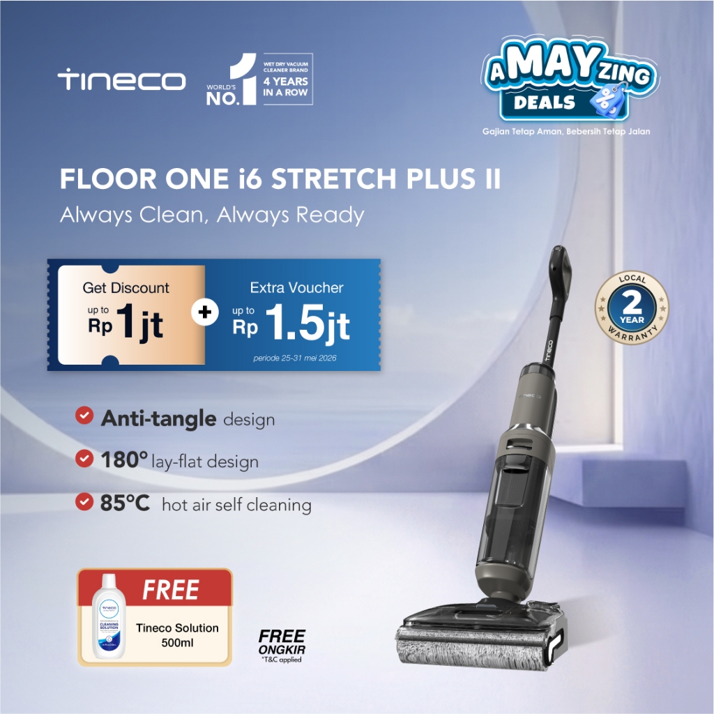 Tineco Floor One i6 Stretch Plus II Smart Wet Dry Cordless Stick Vacuum Cleaner and Floor Washer