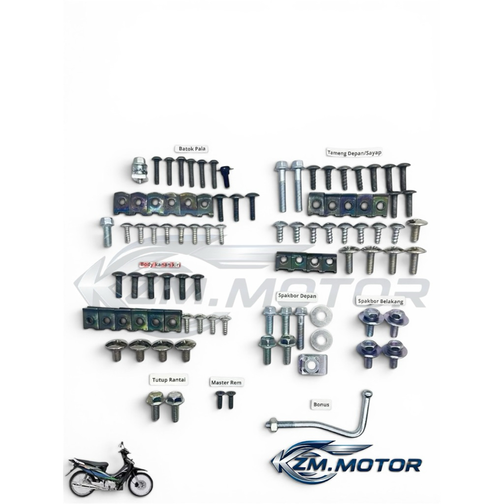 Bonus gantungan baut fullset body karisma x 125 D / baut body motor karisma 125 D / baut karisma x12