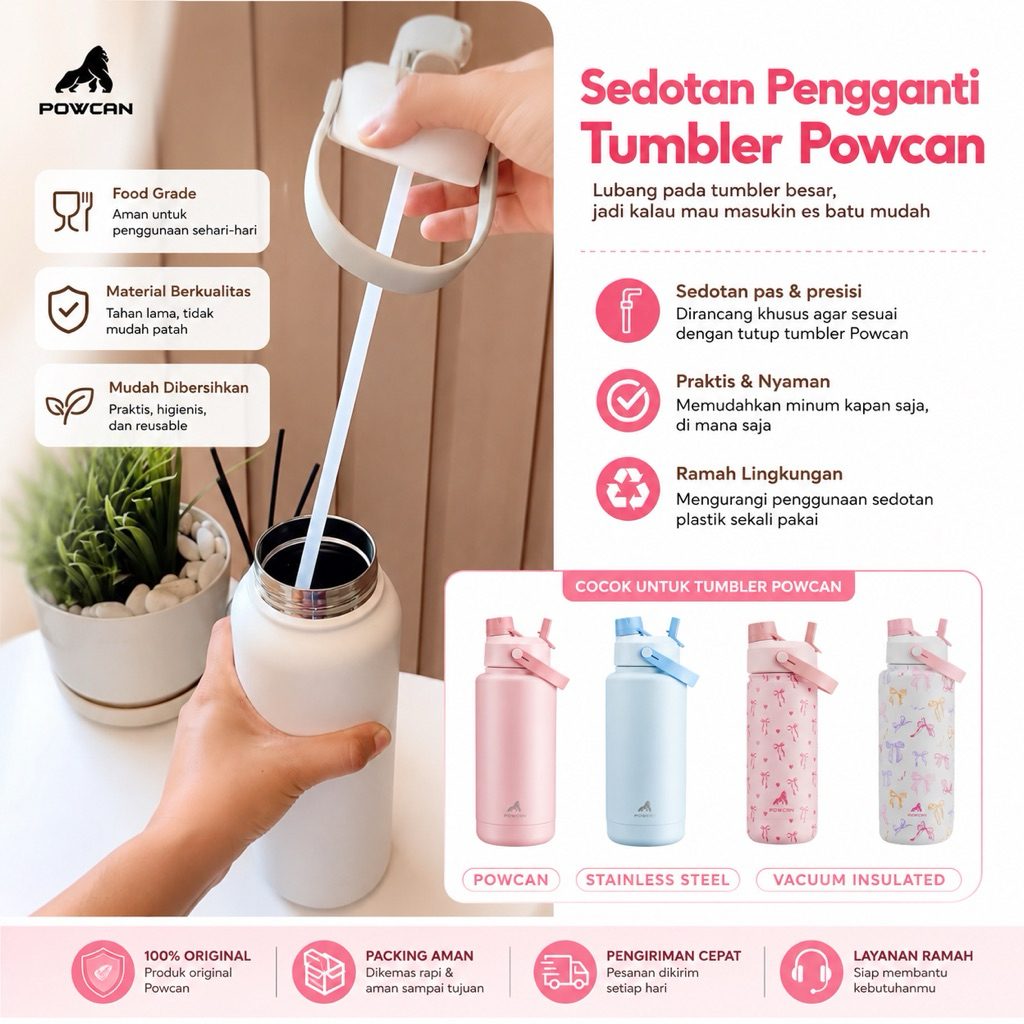 Sedotan Pengganti untuk Tumbler Powcan / Replacement Straw Powcan tumbler