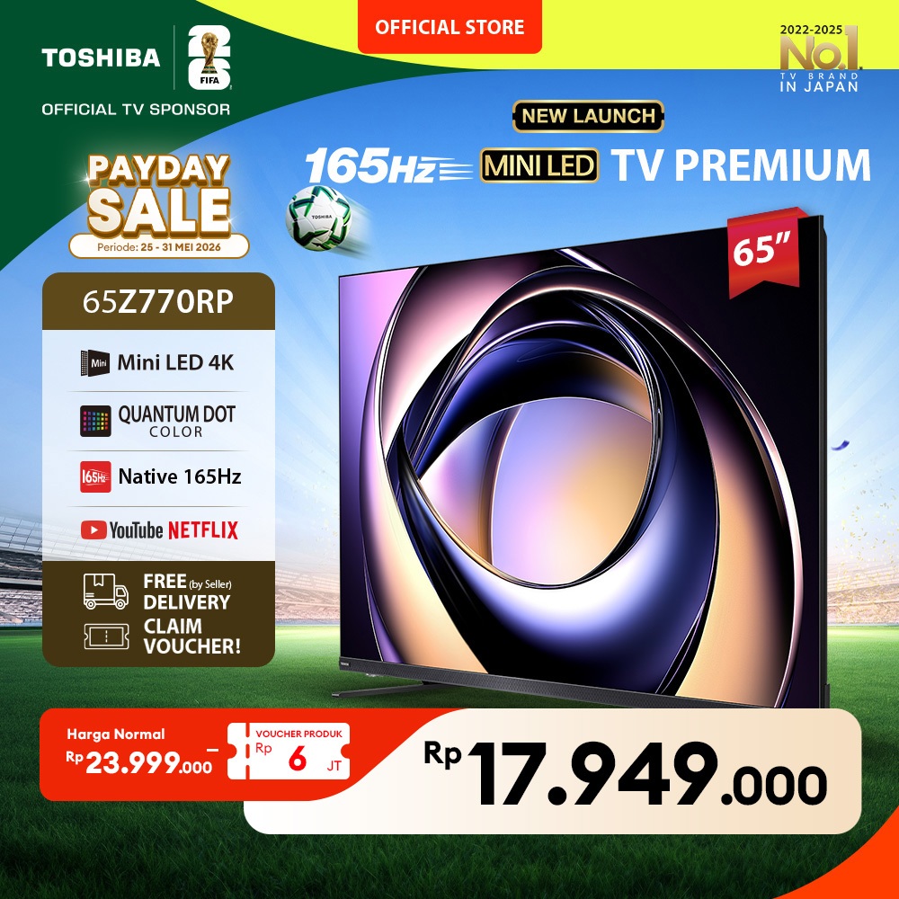[AI 4K Mini LED 165Hz] Toshiba TV 65" 4K UHD AI Smart TV - Dolby Vision IQ + Atmos Regza ZRi 2.1.2 S