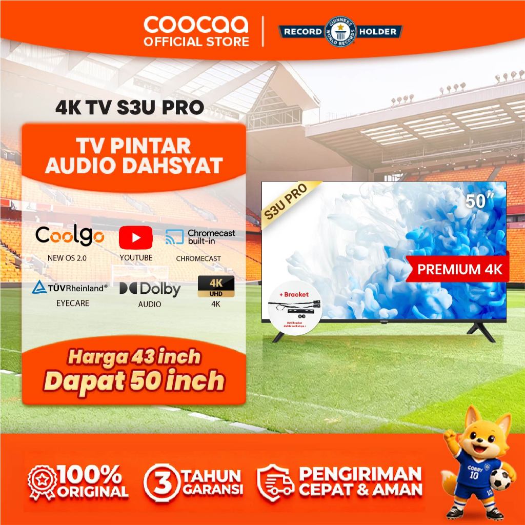COOCAA 50 inch S3U PRO Smart TV - Digital TV - 4K - UHD - Dolby Audio - Youtube - Mirroring - Boundl
