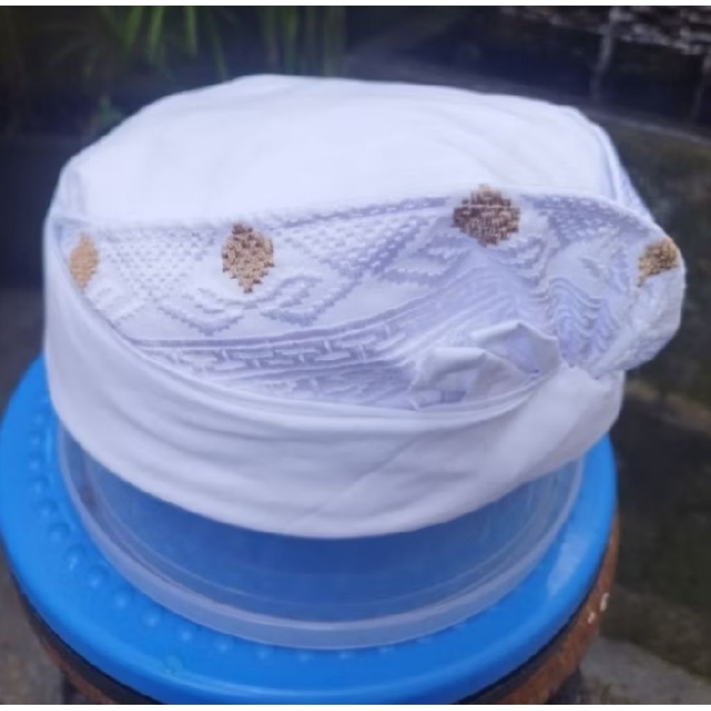 udeng putih isi turup songket bordir premium