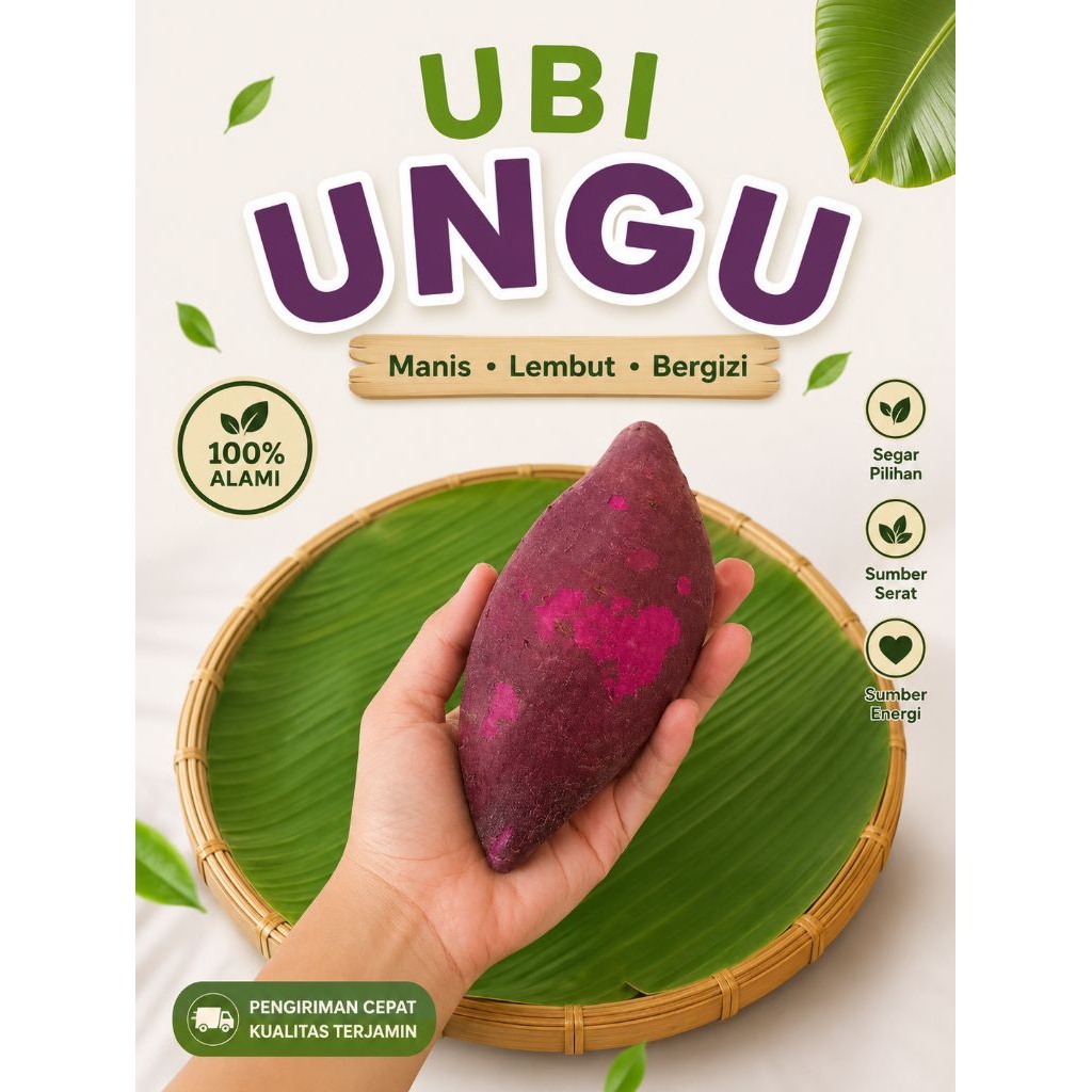 Ubi Ungu Fresh Manis Premium 1 KG  |  Ubi Ungu Pilihan Cocok untuk Kukus, Goreng & Dessert