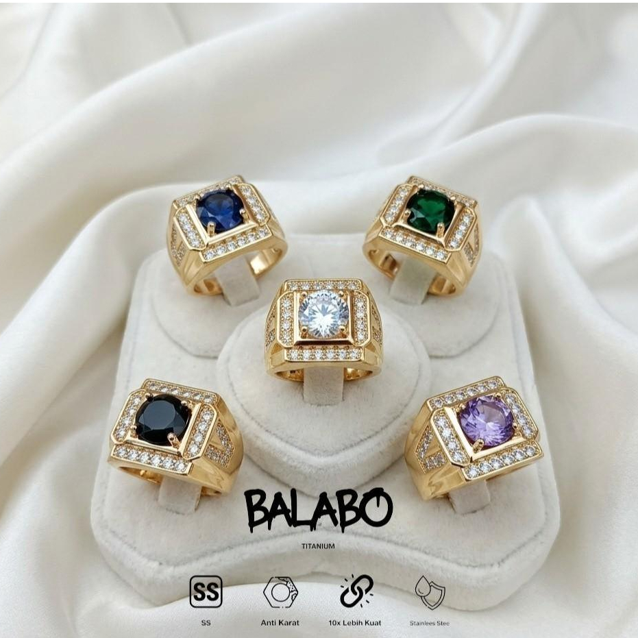 BALABO cincin batu pria titanium anti karat cincin pria batu cincin titanium cincin terbaru