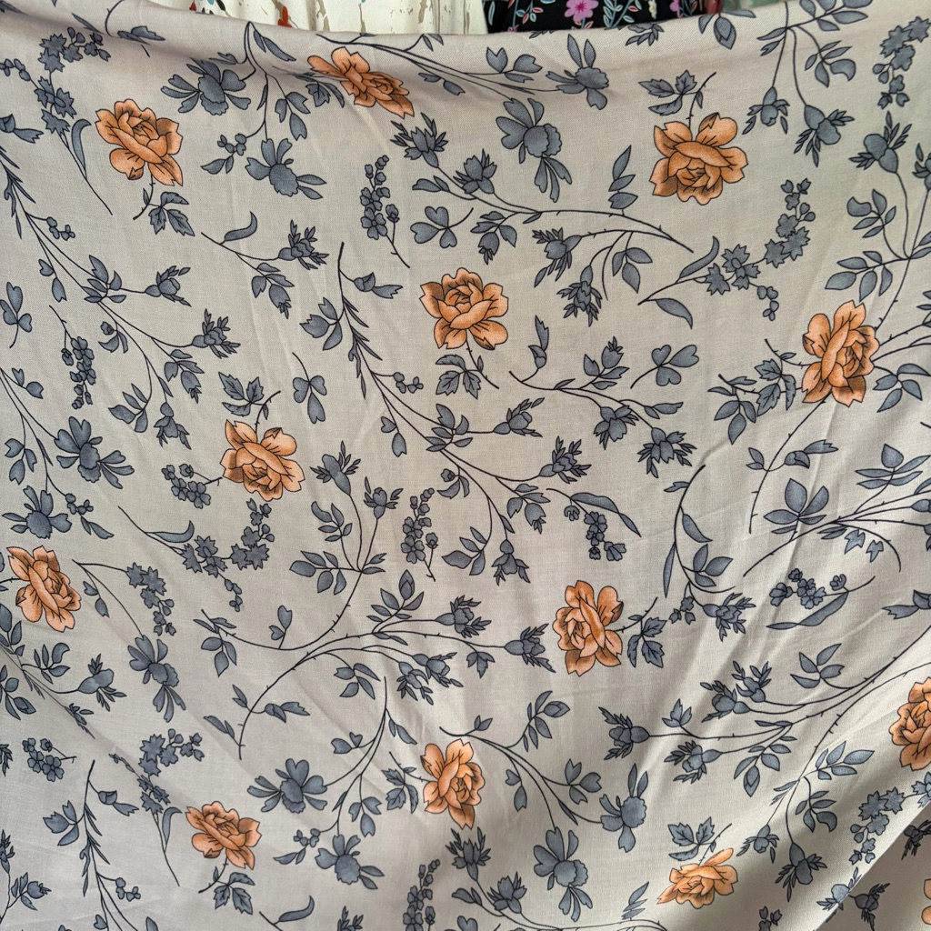 kain katun rayon viscose motif bunga kain rayon viscose motif bunga mawar (0.5meter)