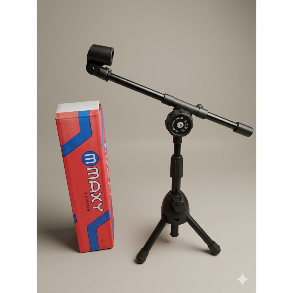 Stand Mic / Tiang Microphone Maxy Pendek Duduk Besi Tebal Plus Holder