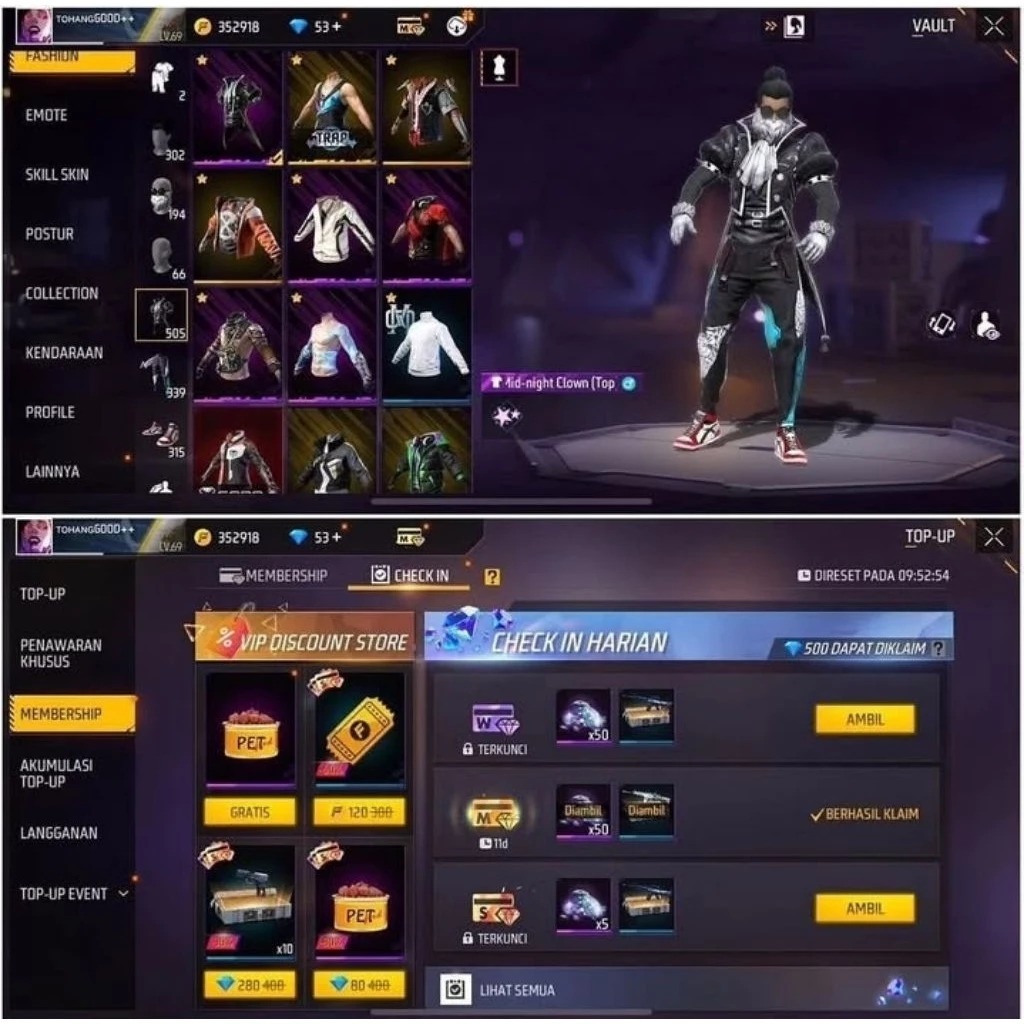 Cod akun fire free sultan S 1 terbaru sg opm