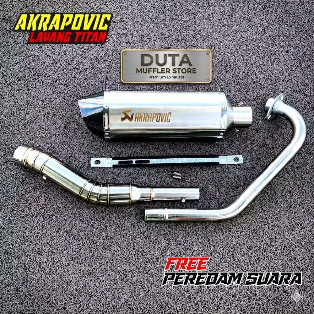 Knalpot Akra Layang Titan Laser Bass Adem Bulet Standar Racing Untuk Motor Sport Vixion R15v3 R15v2 
