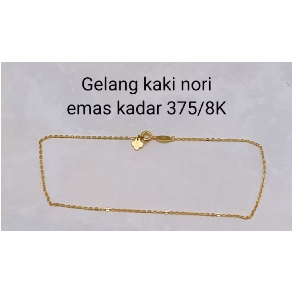 Gelang kaki emas nori clover kadar 375/8K