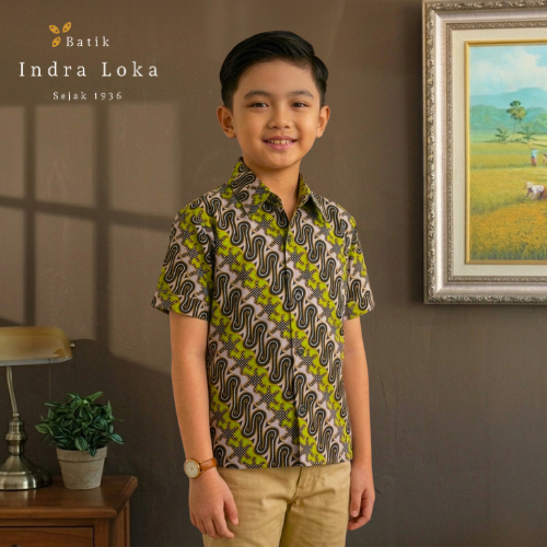 Batik Indra Loka - Boys Batik Shirt Short Sleeve 100% Cotton