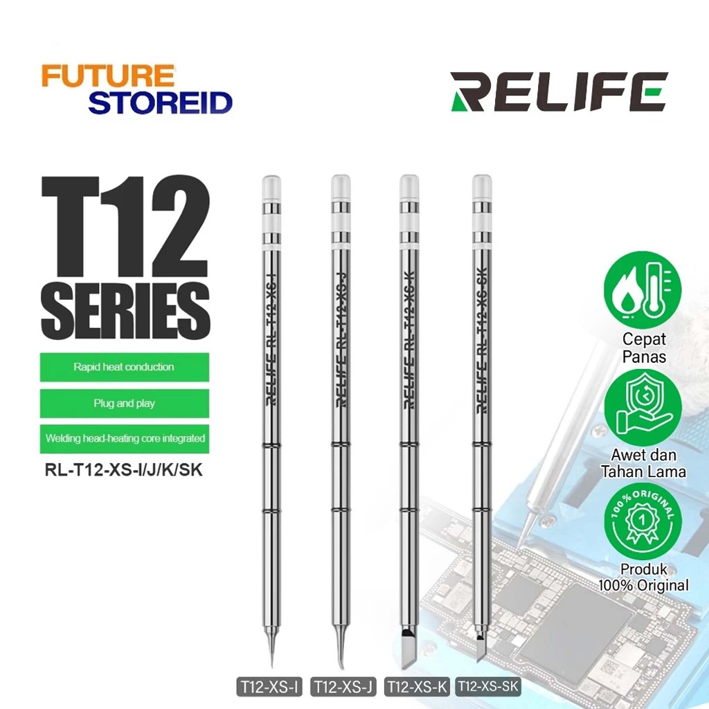 RELIFE RL T12 XS MATA SOLDER LURUS/RUNCING PISAU, BENGKOK ORIGINAL - RELIFE RL T12 XS J MATA SOLDER 