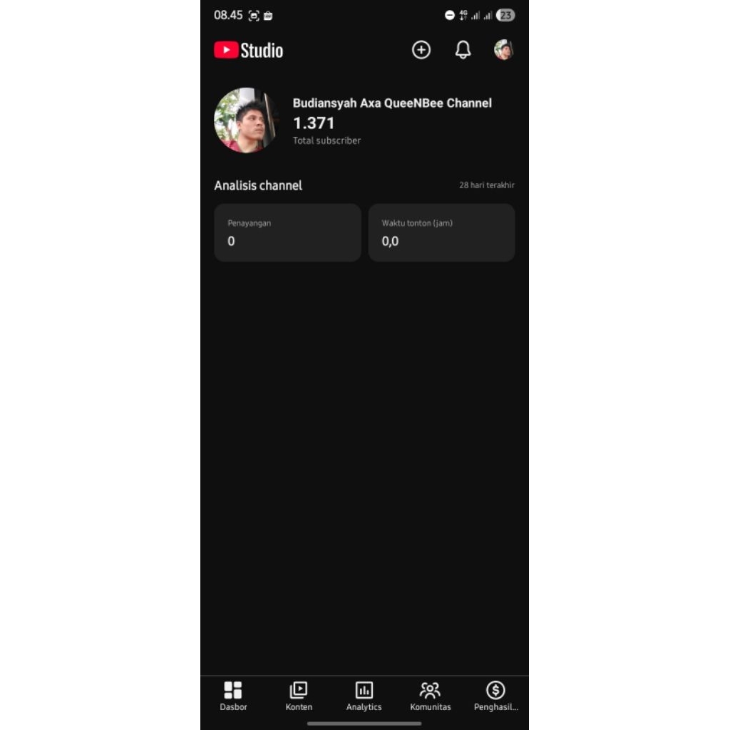 Akun YouTube 1.3K milik pribadi