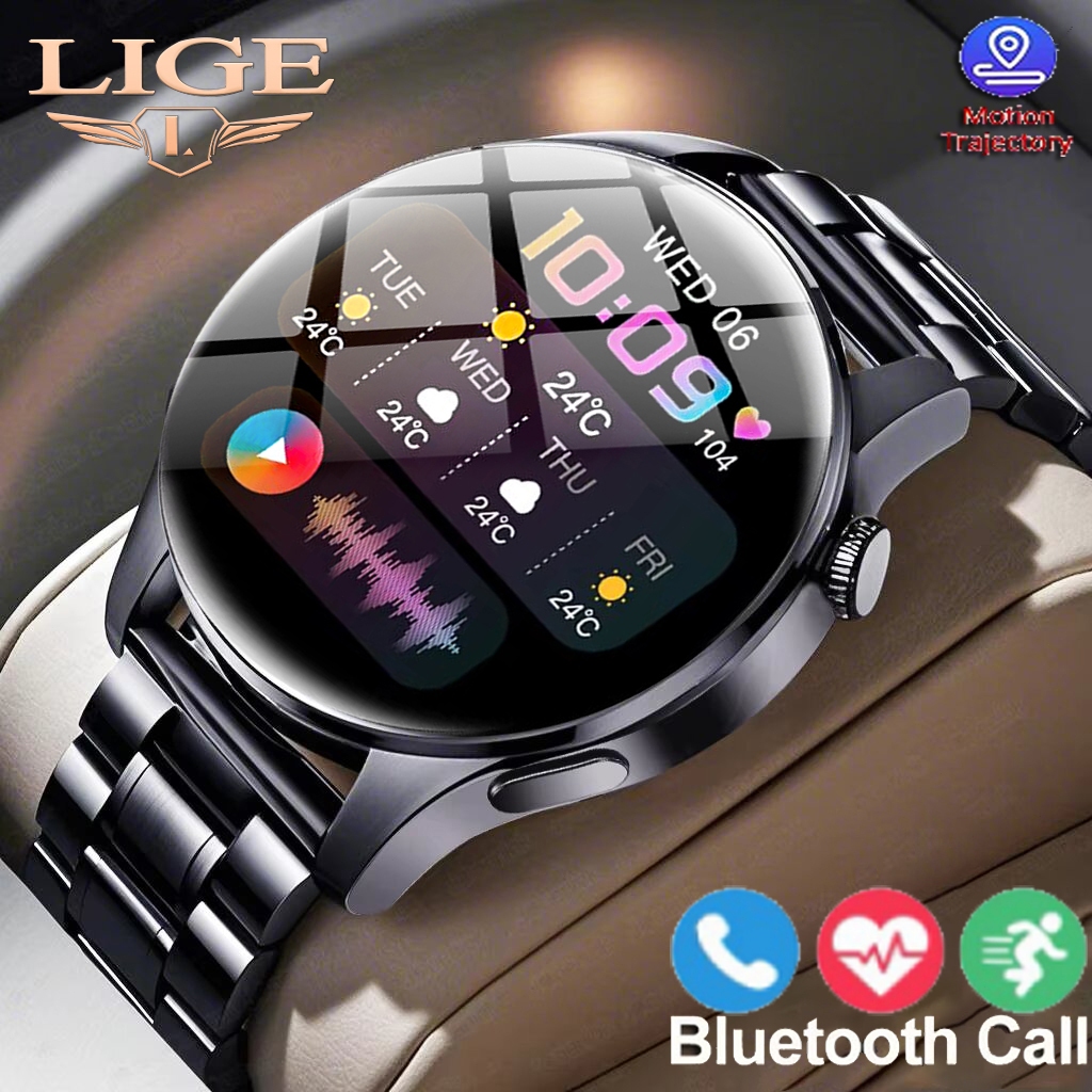 LIGE SmartWatch Pria Layar Sentuh Penuh Olahraga Watch IP67 Tahan Air Smart Gelang Untuk Android Ios