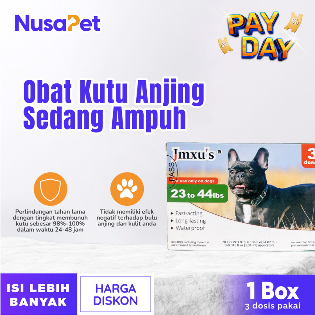 Obat Kutu Anjing Sedang – Obat Kutu Anjing Asli – Obat Tetes Kutu Anjing Ampuh - 3 Dosis Pakai