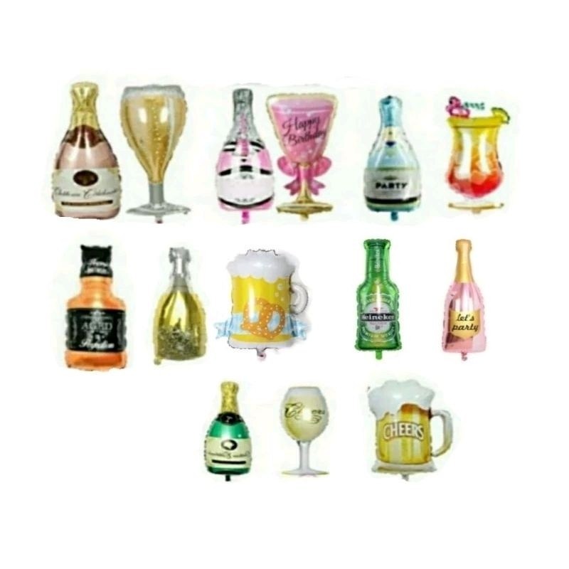 Balon botol minuman JUMBO / balon foil botol wine / dekorasi pesta / balon champagne / balon beer
