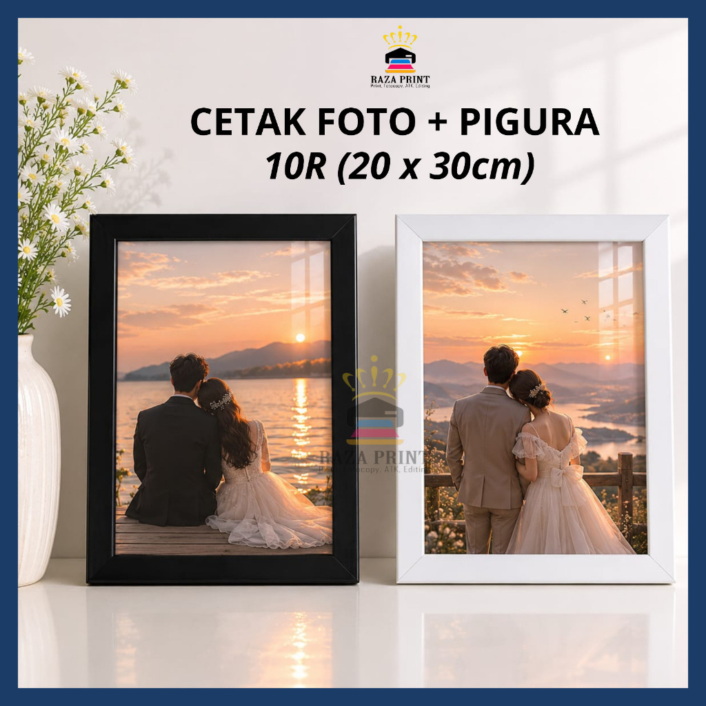 Paket Cetak Foto 10R (20x30cm) + Pigura - Custom Foto | Hiasa Dinding