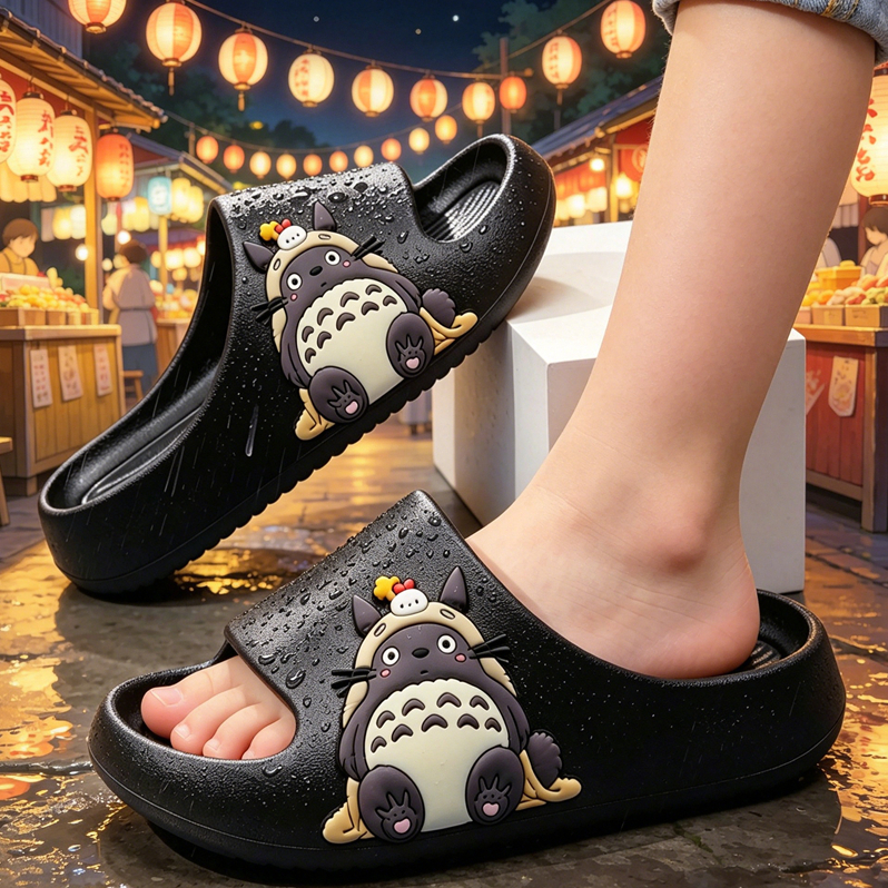 Sandal Anak Besar Karakter Totoro Lucu EVA Lembut Anti Slip Sandal Rumah Indoor Ukuran 24-35