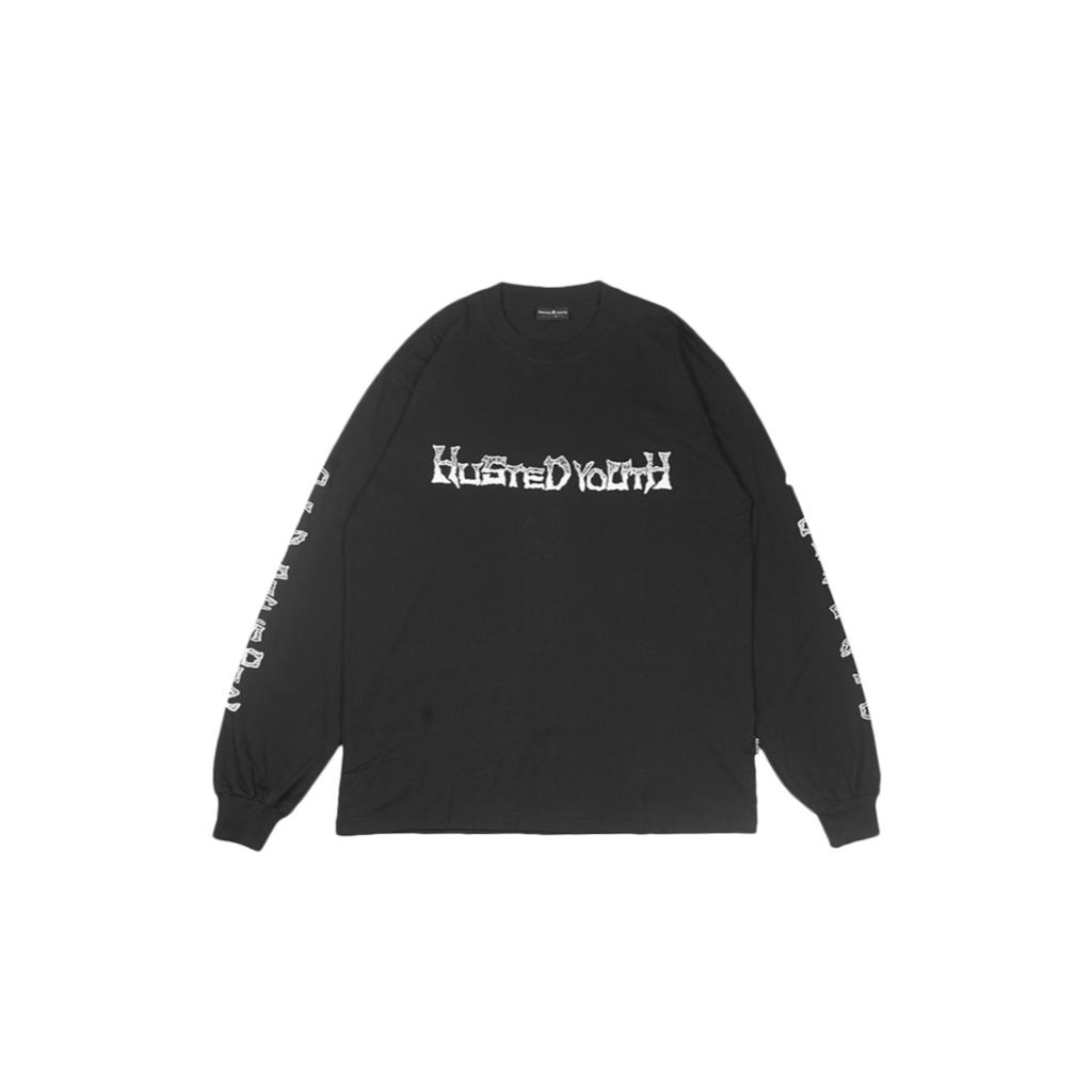 HUSTED KAOS LENGAN PANJANG BROKAL BLACK LONGSLEEVE