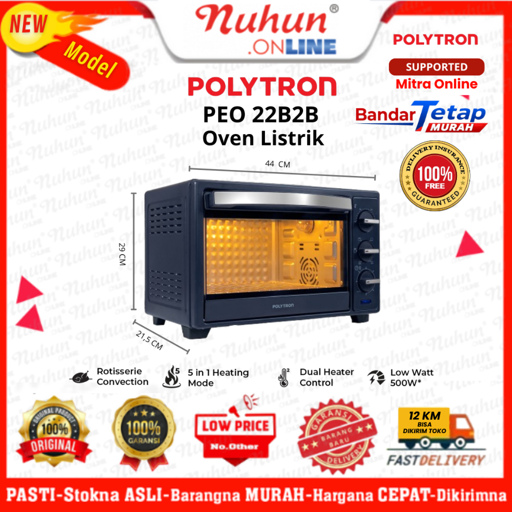 POLYTRON Oven Listrik PEO 22B2B Kapasitas 22 Liter